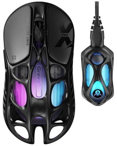 【8000Hzドングル同梱】GravaStar Mercury X Pro ゲーミング マウス 無線 ワイヤレス 49gの超軽量 8Kポーリングレート PAW3950センサー 32000DPI 高速無線 0.125ms低遅延 高感度 2.4G 29c3a2ec