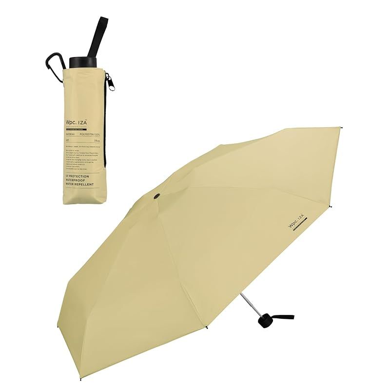 【新品】 Wpc. IZA 男の晴雨兼用傘【コンパクトなのに開くと大きい】LARGE&COMPACT ベージュ [遮光率100%・UVカット率100%・UPF50＋・晴雨兼用]日傘 メンズ イーザ 男性 折りたたみ傘 58cm おしゃれ 無地 ZA010-91