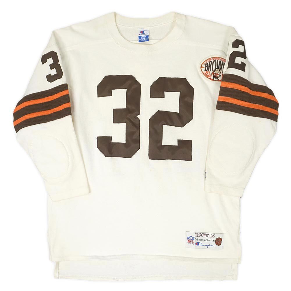 チャンピオン Champion 90s フットボールTシャツ BROWNS ナンバリング MADE IN USA アメリカ製 THROWBACKS Vintage Collections ヴィンテージ 古着 ホワイト 白 L【中古】 11,483円