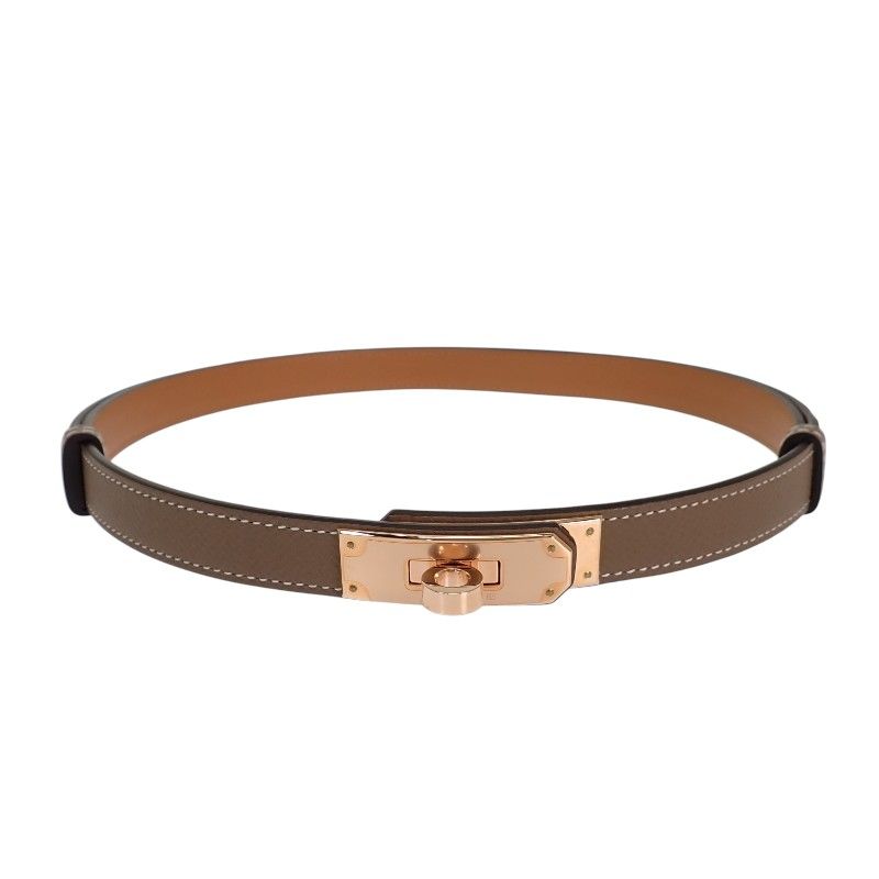 エルメス HERMES ケリー18 H069853CD01 ベルト ヴォーエプソン ベージュ エトゥープ ゴールド金具 レディース 保存箱付き 人気 定番【中古】【SAランク】