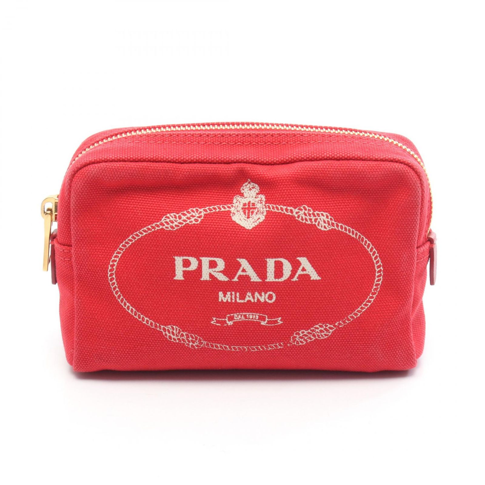 プラダ PRADA ポーチ 1NA021 レッド キャンバス レザー カナパ ミニ ポーチ レディース Used B