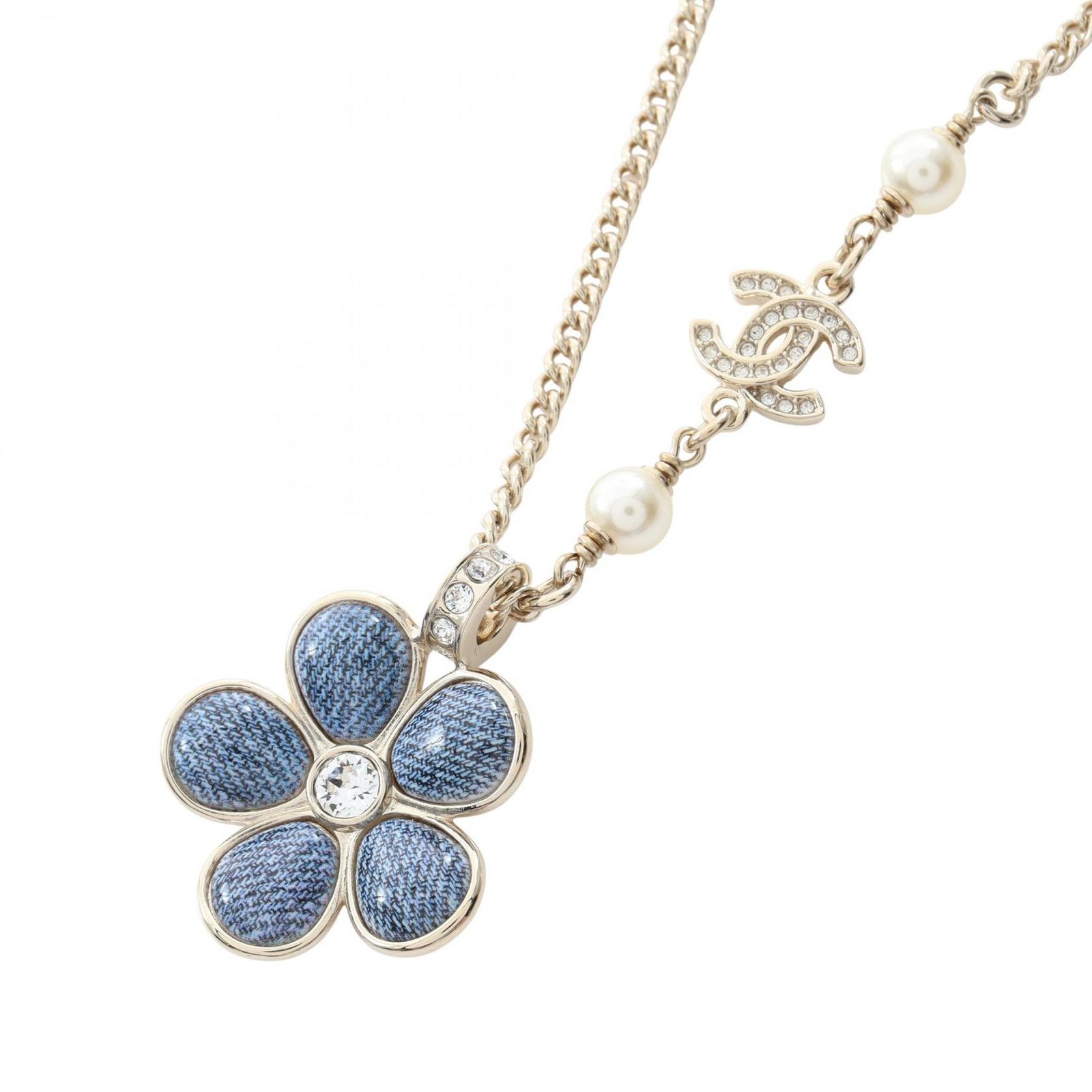 シャネル CHANEL ネックレス デニムフラワーモチーフ ココマーク B26C GP(ゴールドメッキ) ネックレス レディース Used A