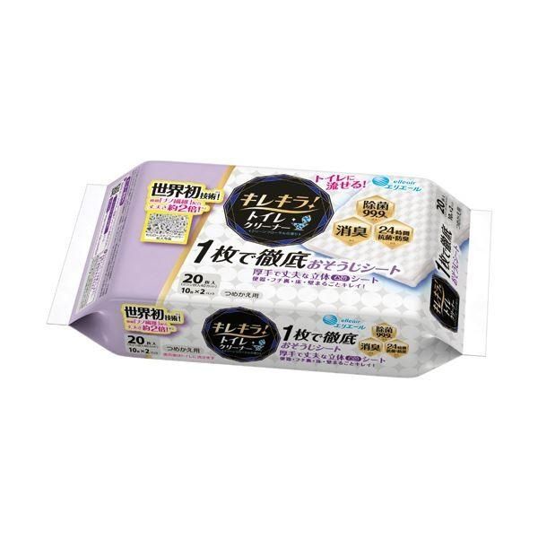（まとめ）大王製紙 エリエール キレキラ クリーンフローラルの香り つめかえ用 1パック（20枚）〔×20セット〕