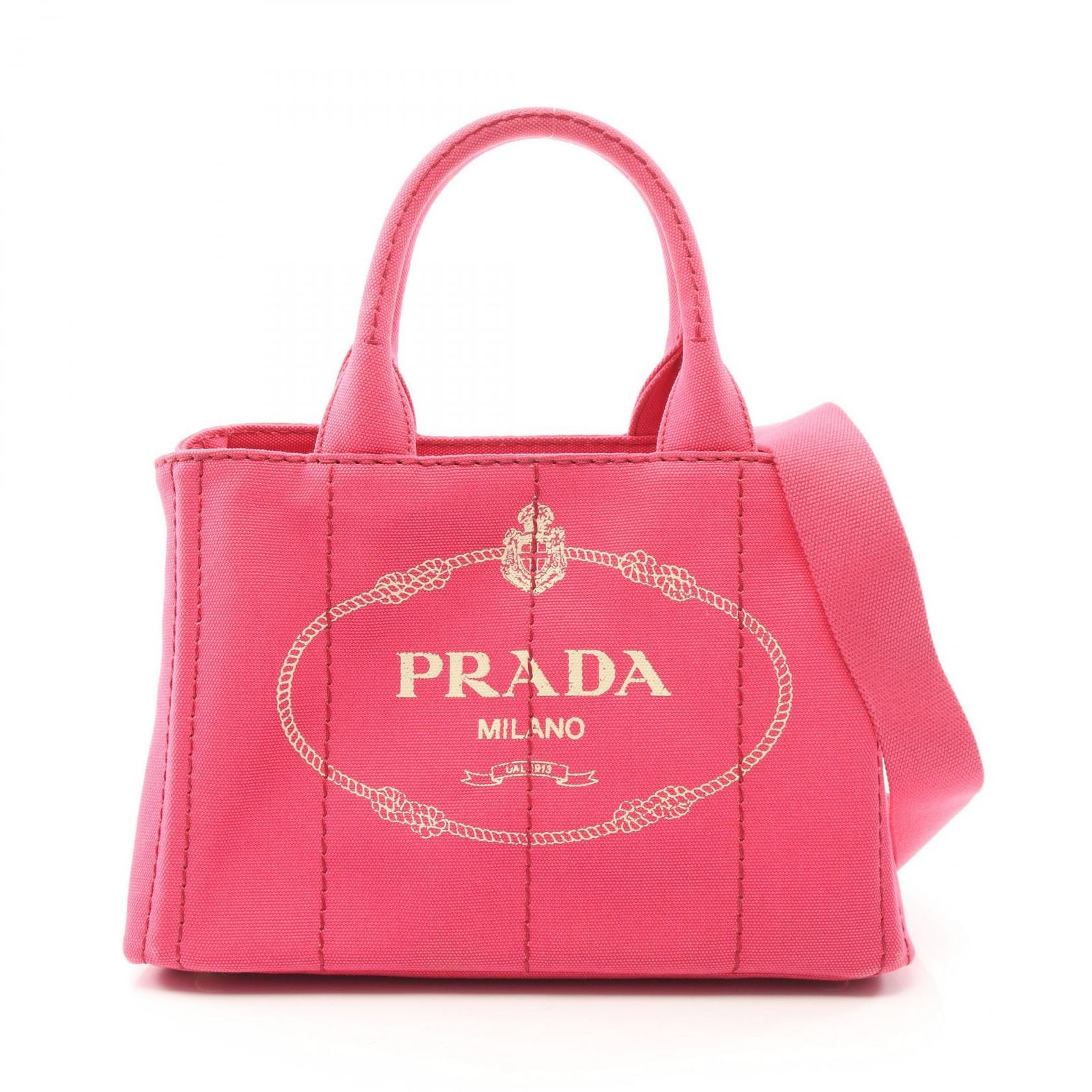 プラダ PRADA トートバッグ CANAPA カナパ 2WAY 1BG439 フューシャピンク キャンバス カナパ 2wayトート レディース Used A