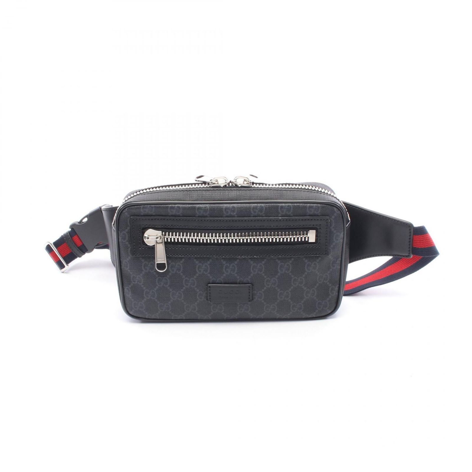 グッチ GUCCI ウエストバッグ ソフト GGスプリーム シェリーライン 474293 ブラック PVCコーティングキャンバス レザー GGスプリーム ボディバッグ メンズ Used A