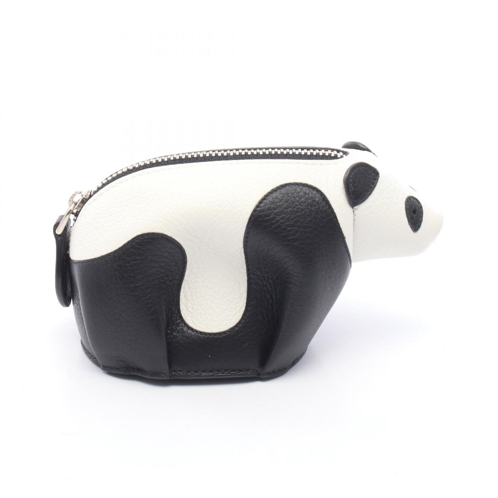ロエベ LOEWE ポーチ パンダ コインケース ホワイト/ブラック ラムスキン(羊革) パンダ コインケース レディース Used A