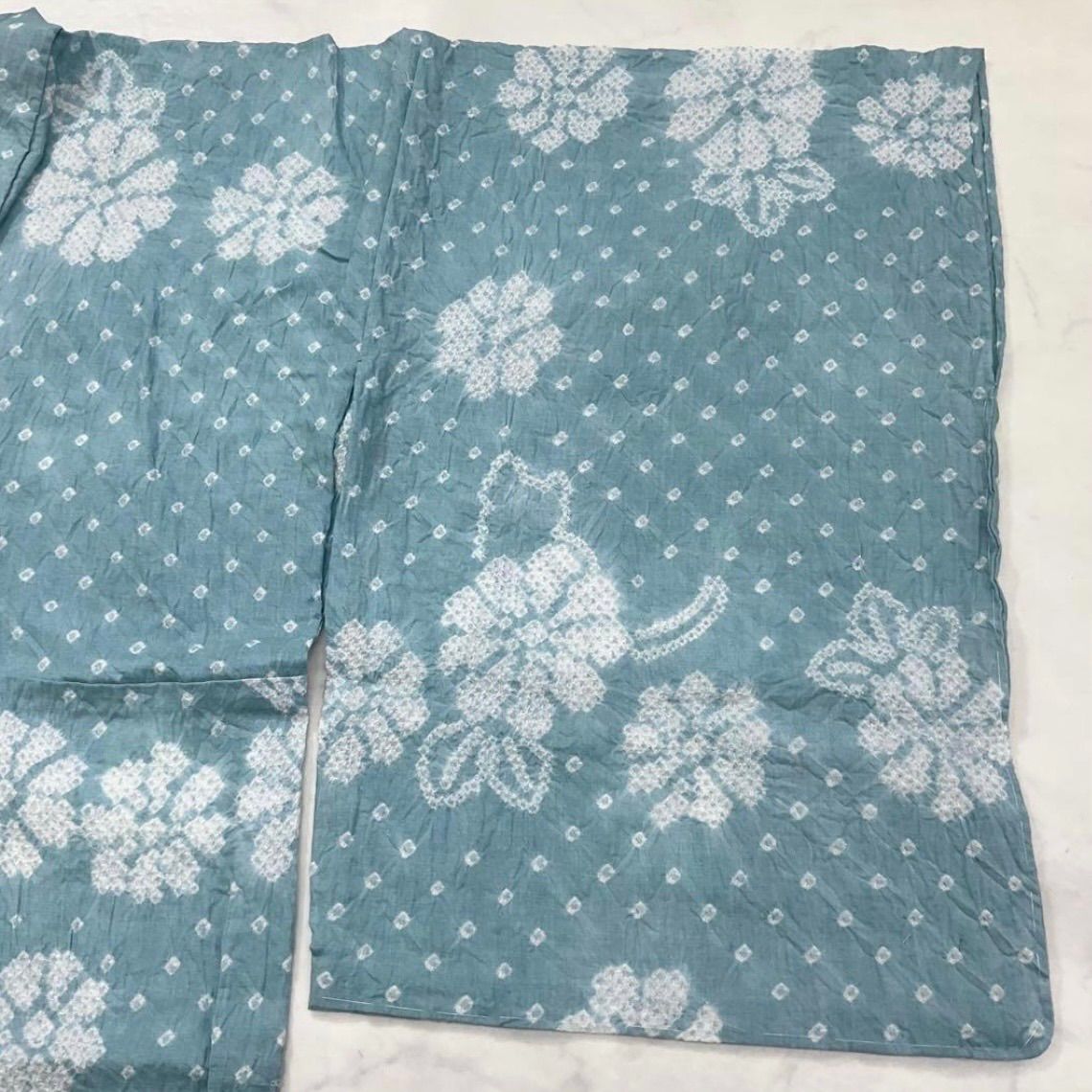 kimono+one◆kimonoarisa◆厳選◆夏物浴衣◆未使用同然◆浴衣◆愛知県有松鳴海絞り◆ねこネコ猫◆木綿◆仕付け糸付き◆総手絞り◆裄長◆ロング◆裄69.5肩丈164◆単衣浴衣夏着物夏帯小紋着物普段着名古屋帯