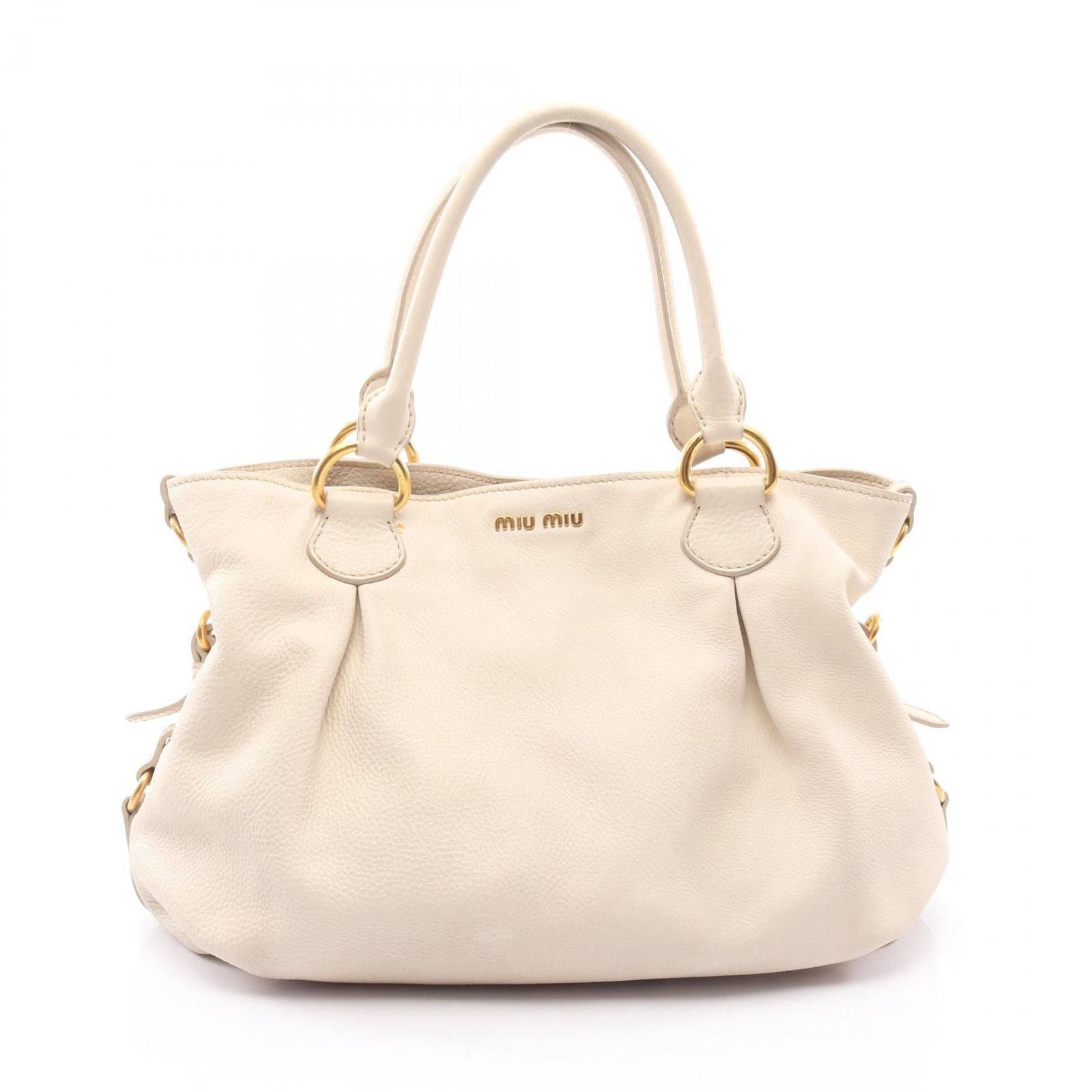 ミュウ ミュウ Miu Miu トートバッグ アイボリー レザー トートバッグ レディース Used B