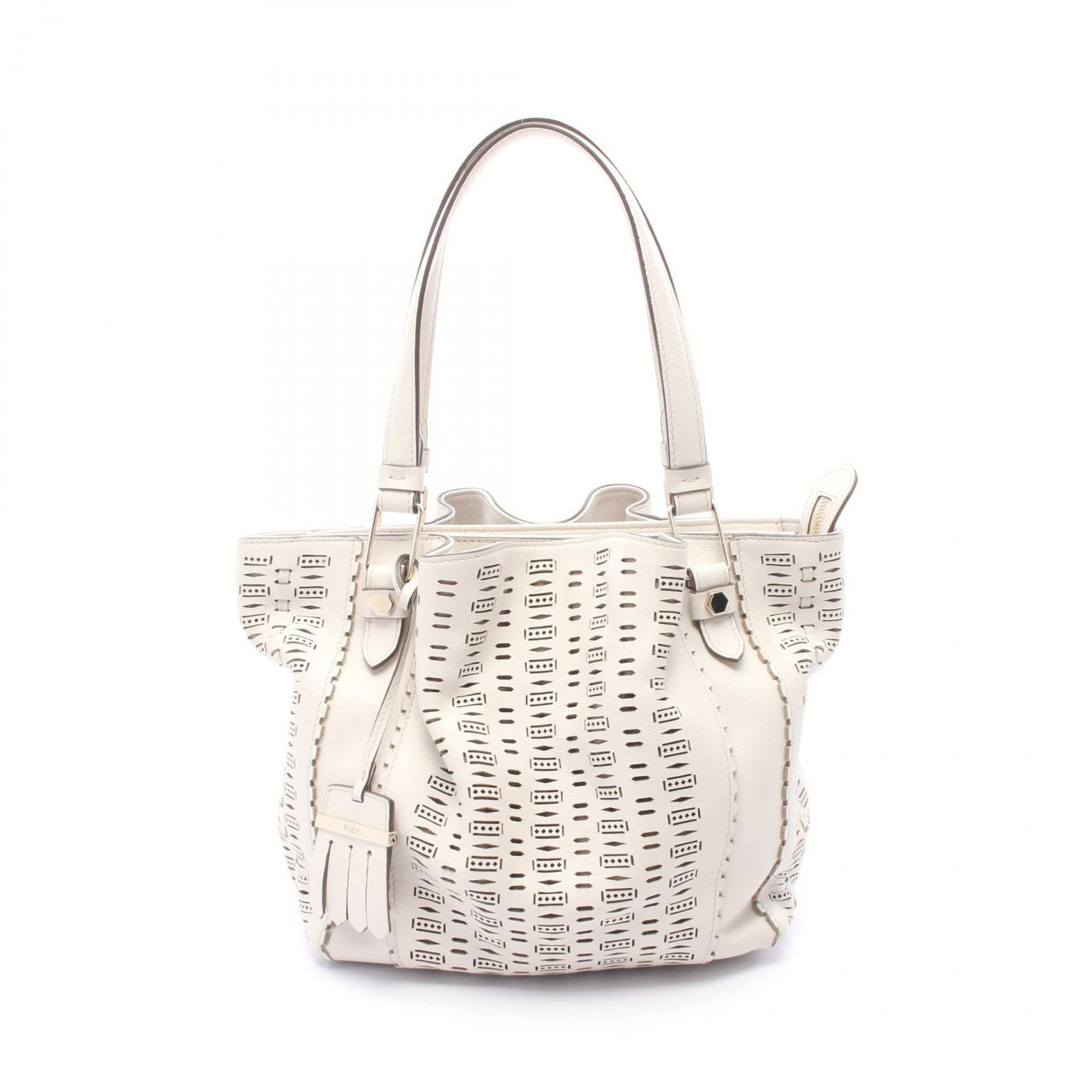 トッズ TOD'S ショルダーバッグ フラワーバッグ ホワイト レザー フラワーバッグ レディース Used B