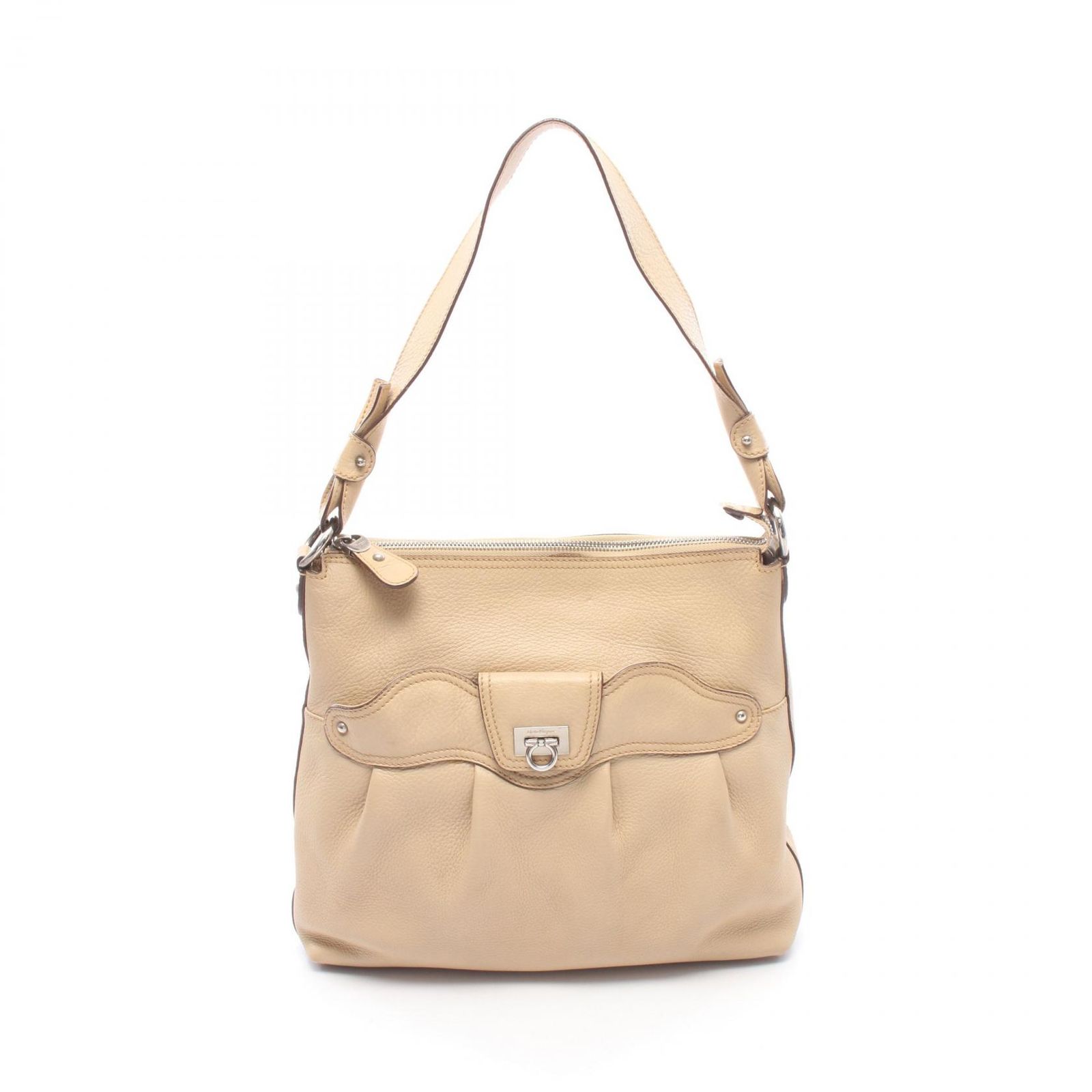 サルヴァトーレフェラガモ Salvatore Ferragamo ショルダーバッグ ガンチーニ 21 7379 ベージュ レザー ガンチーニ ショルダーバッグ レディース Used B