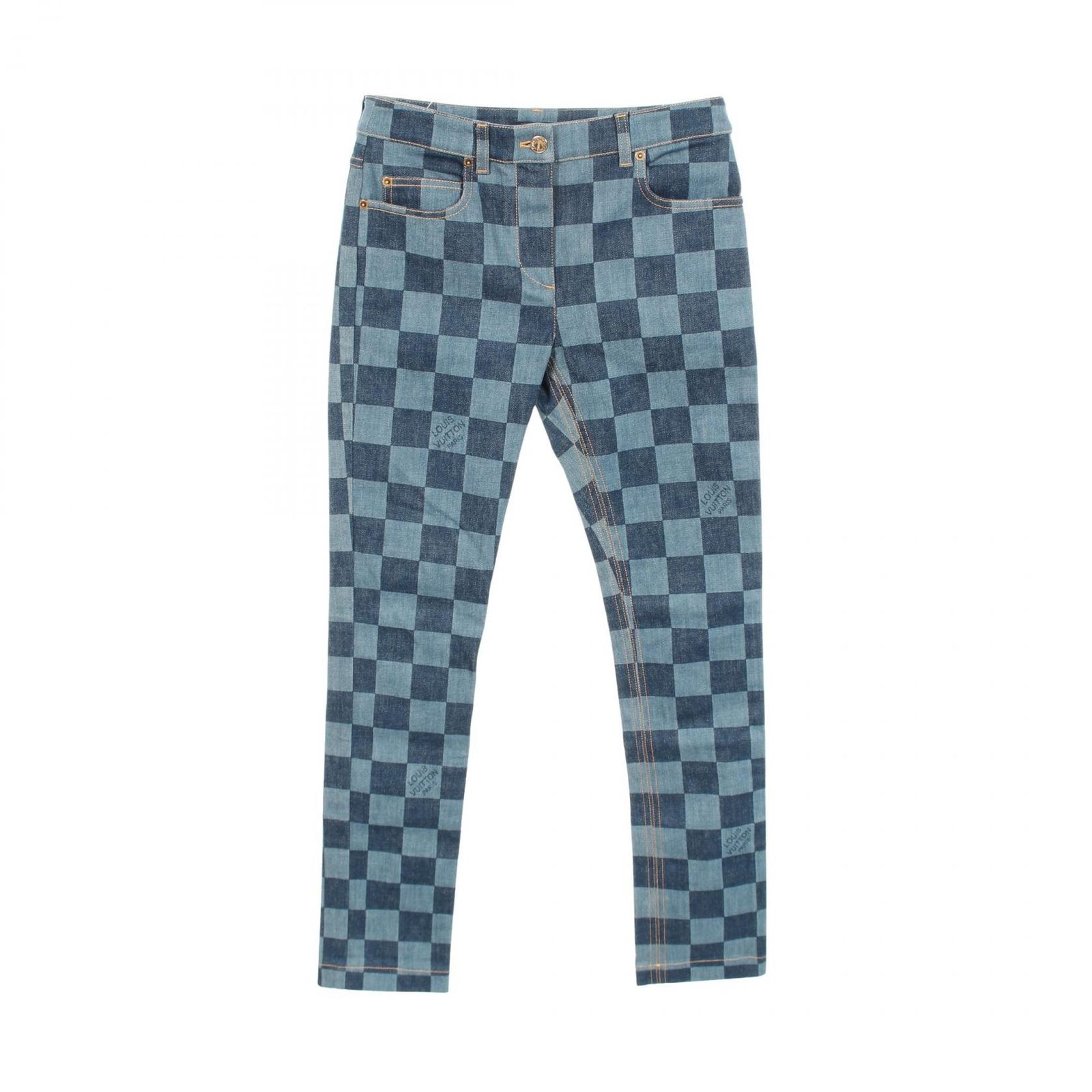 ルイ・ヴィトン LOUIS VUITTON デニムパンツ ダミエ FHPA080UY コットン デニムパンツ レディース Used A