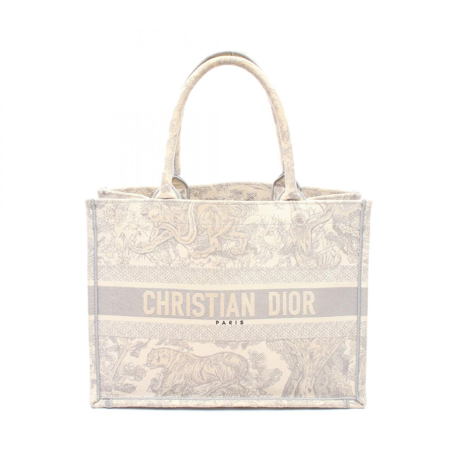 クリスチャンディオール Christian Dior トートバッグ BOOK TOTE ブックトート ミディアム グレー/ホワイト キャンバス ブックトート ミディアム レディース Used B