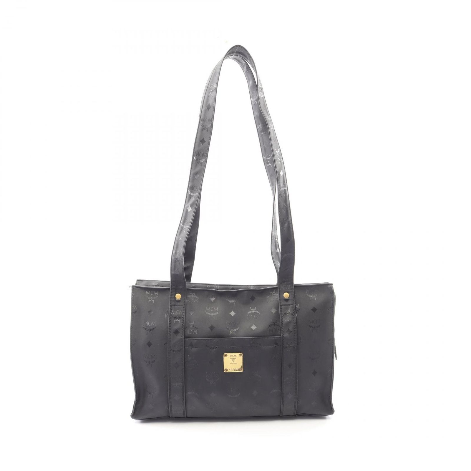 エム・シー・エム MCM トートバッグ ヴィセトス ブラック PVCコーティングキャンバス トートバッグ レディース Used B