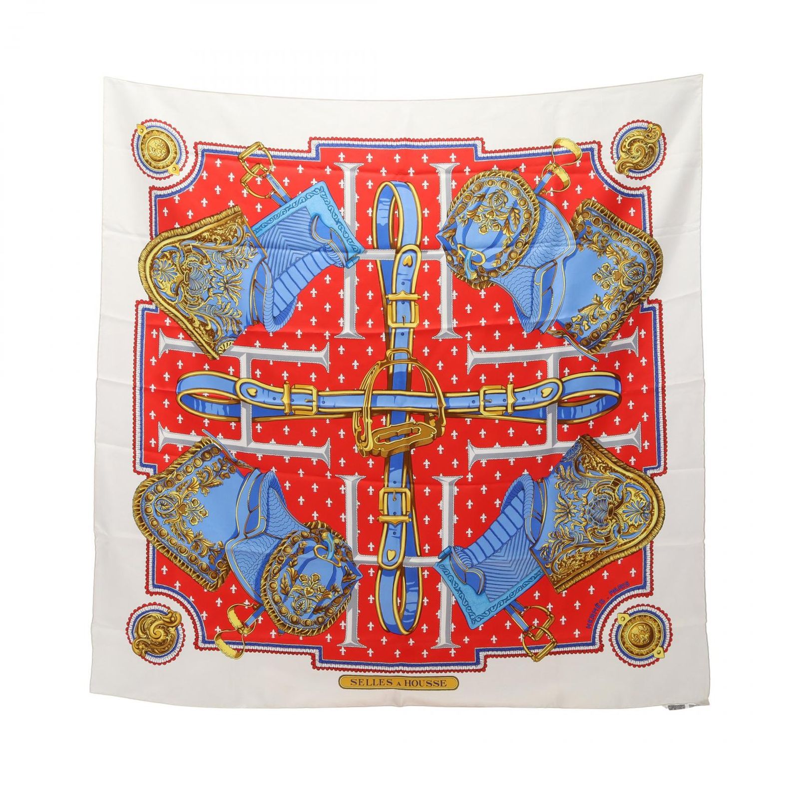 エルメス HERMES スカーフ カレ90 SELLES HOUSSE シルク カレ90 レディース Used B