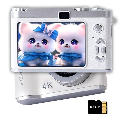 デジカメ 4Kデジタルカメラ コンパクトカメラ 128GB Micro SDカード付属 4800万画素コンカメラ HD前後のダブルセルフィーで 1080P動画撮影 学生用デジタルカメラ AFオートフォーカス 2.8インチ 充電式 8倍デジタルズーム 初心者向t 6,418円
