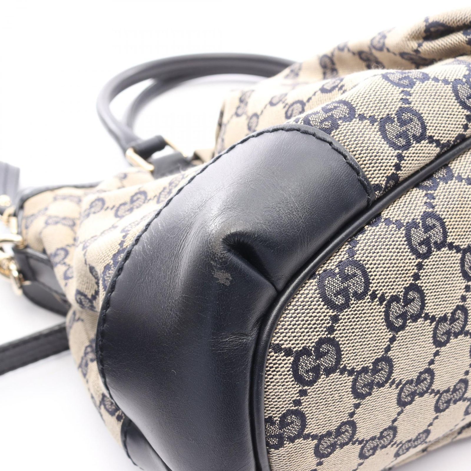 グッチ GUCCI ハンドバッグ スーキー GGキャンバス 2WAY 247902 ベージュ/ネイビー キャンバス レザー スーキー 2wayショルダー レディース Used B