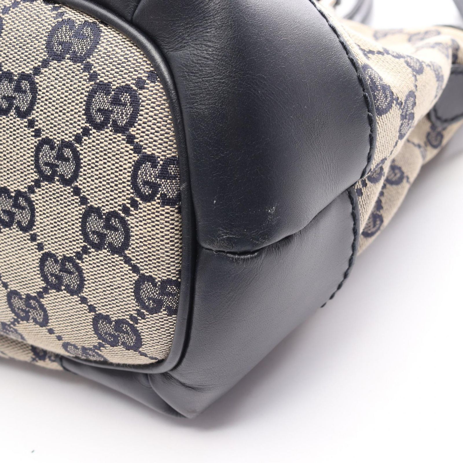グッチ GUCCI ハンドバッグ スーキー GGキャンバス 2WAY 247902 ベージュ/ネイビー キャンバス レザー スーキー 2wayショルダー レディース Used B