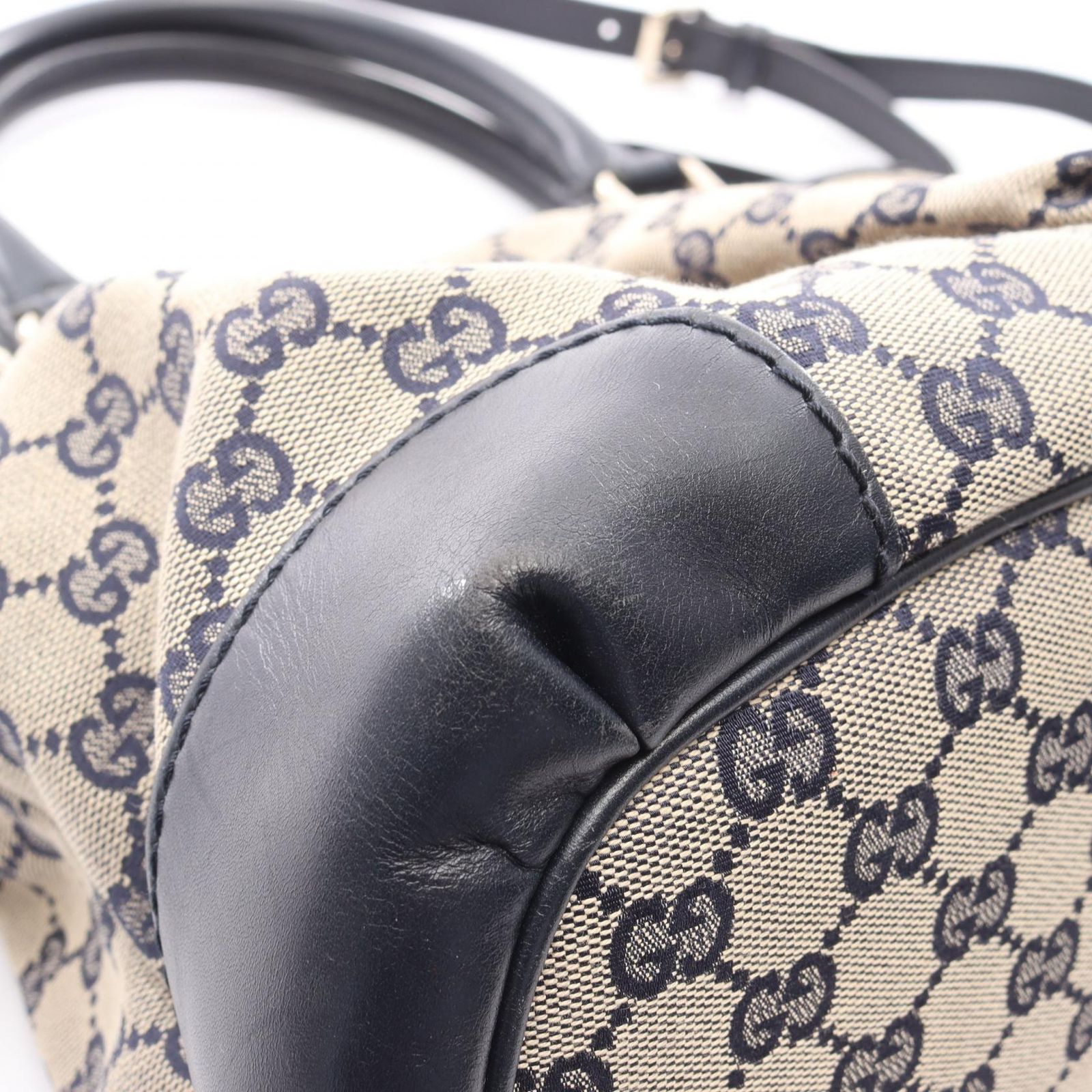 グッチ GUCCI ハンドバッグ スーキー GGキャンバス 2WAY 247902 ベージュ/ネイビー キャンバス レザー スーキー 2wayショルダー レディース Used B