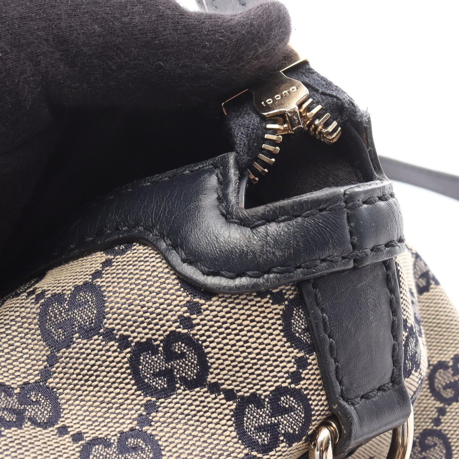 グッチ GUCCI ハンドバッグ スーキー GGキャンバス 2WAY 247902 ベージュ/ネイビー キャンバス レザー スーキー 2wayショルダー レディース Used B
