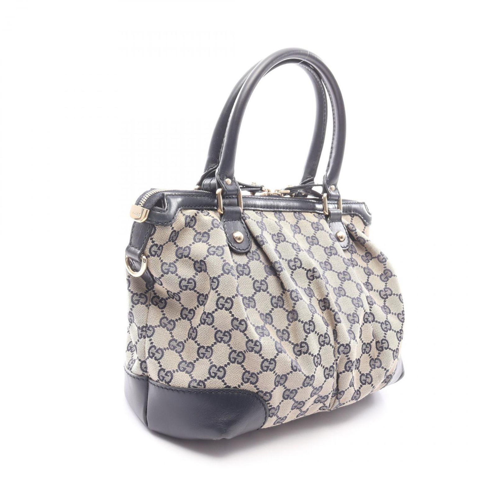 グッチ GUCCI ハンドバッグ スーキー GGキャンバス 2WAY 247902 ベージュ/ネイビー キャンバス レザー スーキー 2wayショルダー レディース Used B