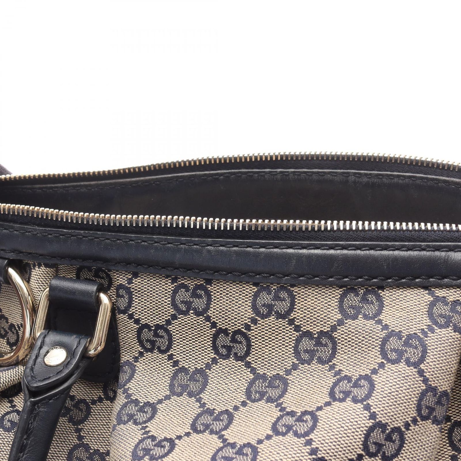 グッチ GUCCI ハンドバッグ スーキー GGキャンバス 2WAY 247902 ベージュ/ネイビー キャンバス レザー スーキー 2wayショルダー レディース Used B