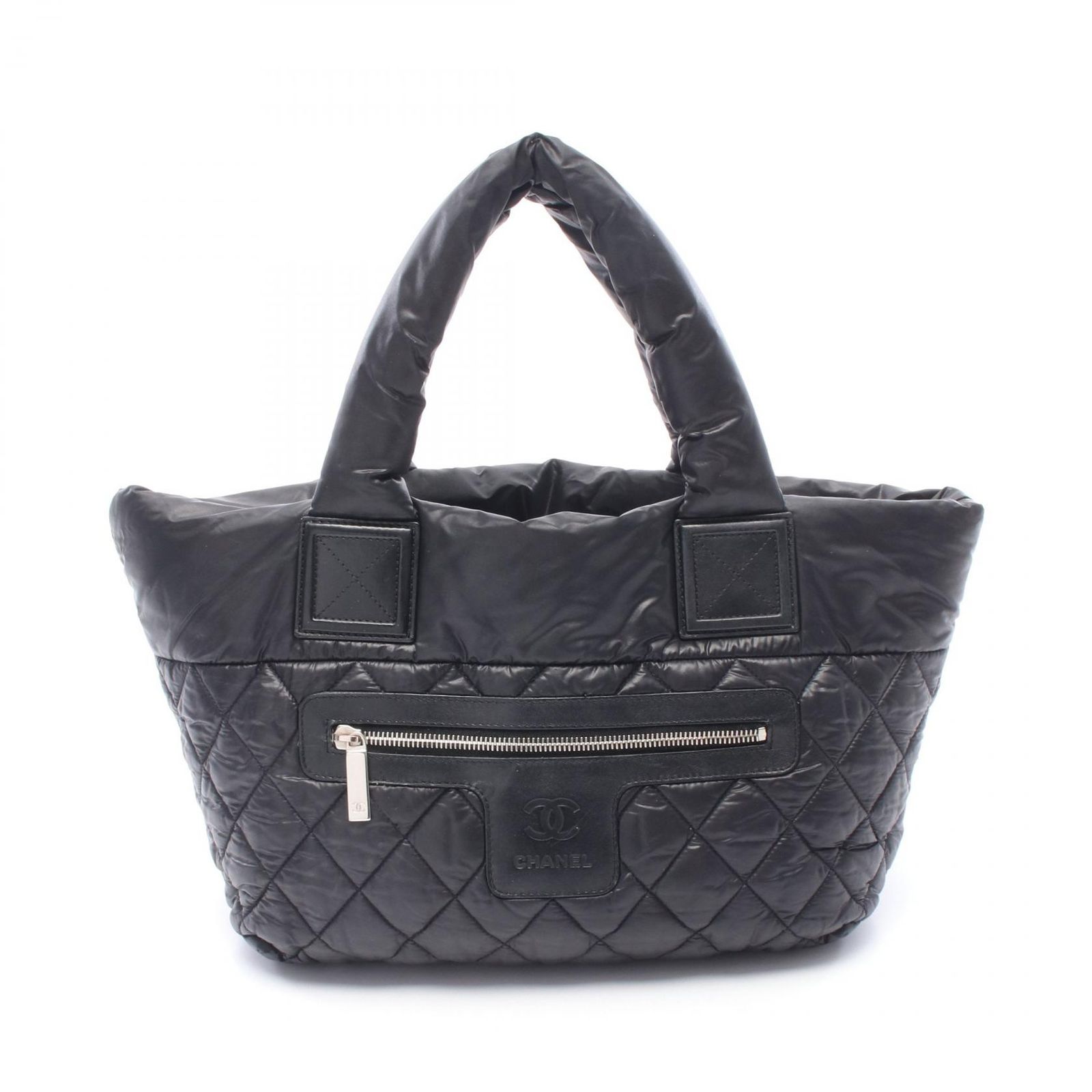 シャネル CHANEL トートバッグ コココクーン スモール リバーシブル A48610 ブラック ナイロン レザー ココ・コクーン スモール トートバッグ レディース Used B