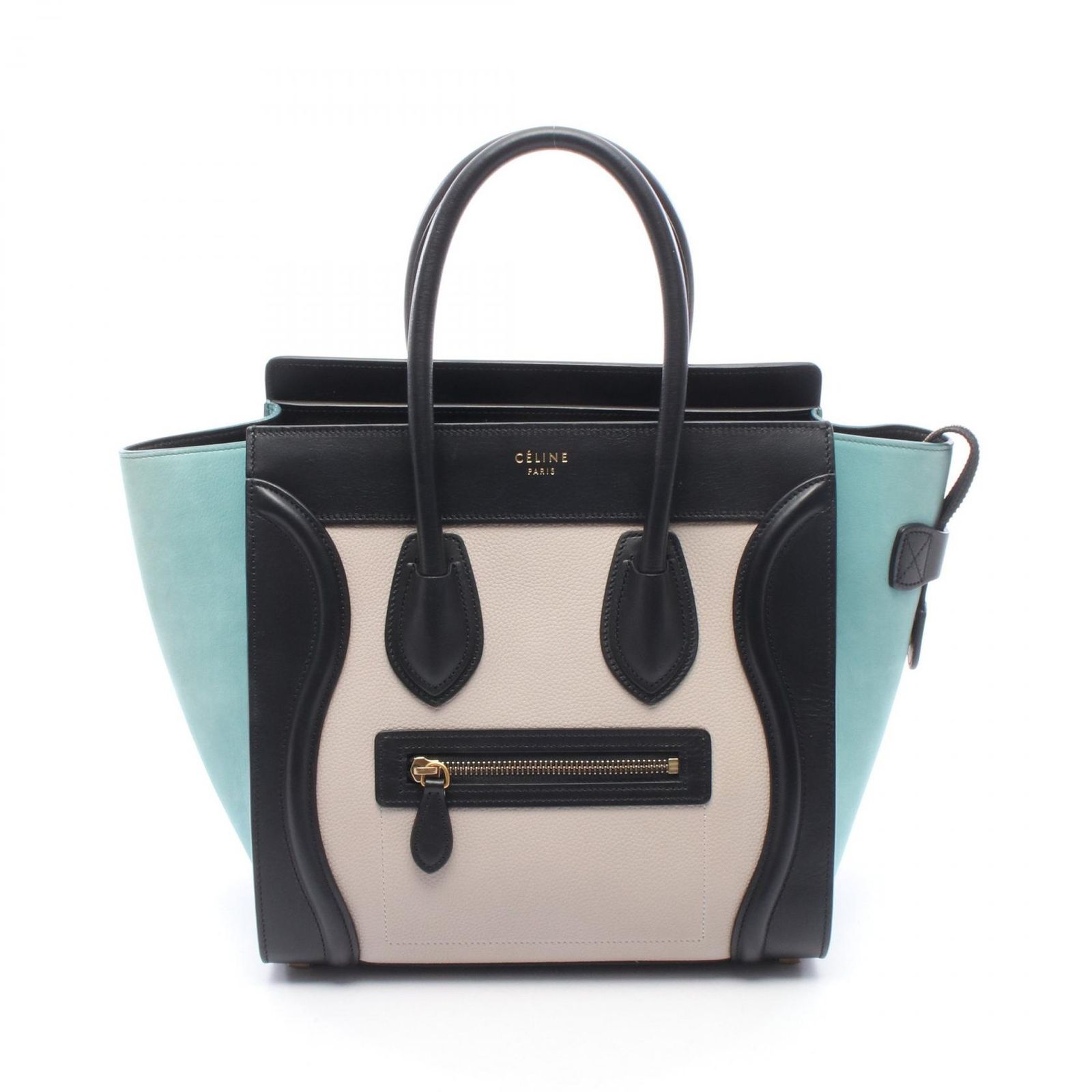 セリーヌ CELINE トートバッグ ラゲージ マイクロショッパー 167793 グレージュ/ブラック/ブルー レザー ラゲージ マイクロ ショッパー レディース Used A
