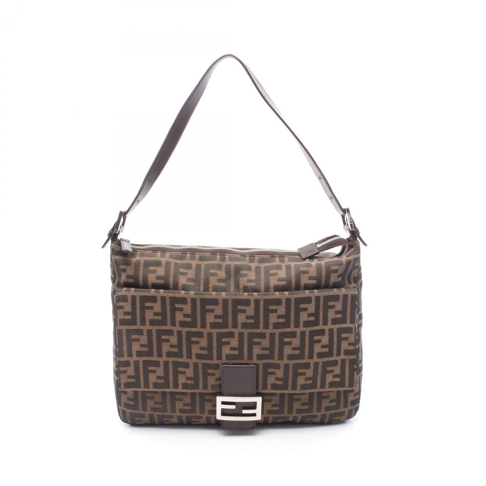 フェンディ FENDI ショルダーバッグ ズッカ ブラック/ブラウン キャンバス レザー ズッカ ショルダーバッグ レディース Used A