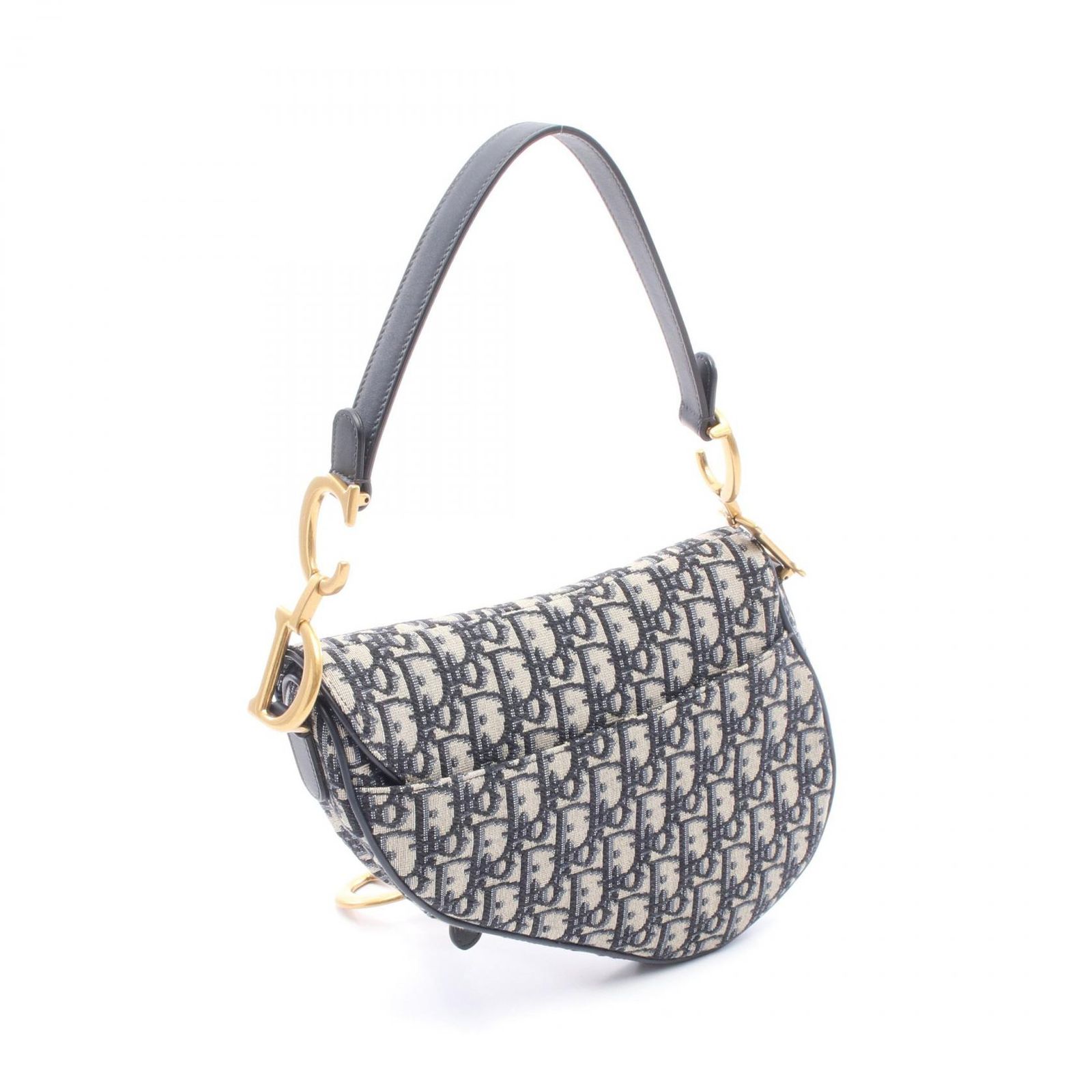 ディオール Dior ハンドバッグ SADDLE サドル オブリーク M0446CTZQ-M928 ネイビー キャンバス レザー オブリーク サドルバッグ レディース Used A