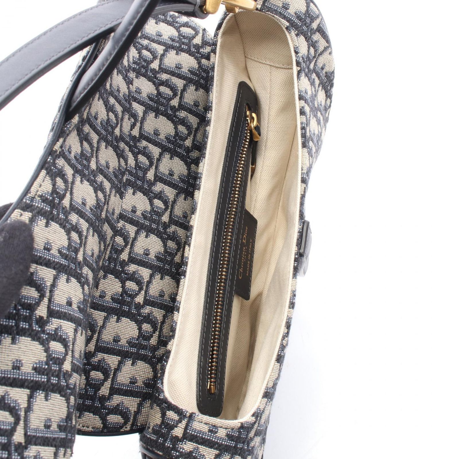 ディオール Dior ハンドバッグ SADDLE サドル オブリーク M0446CTZQ-M928 ネイビー キャンバス レザー オブリーク サドルバッグ レディース Used A