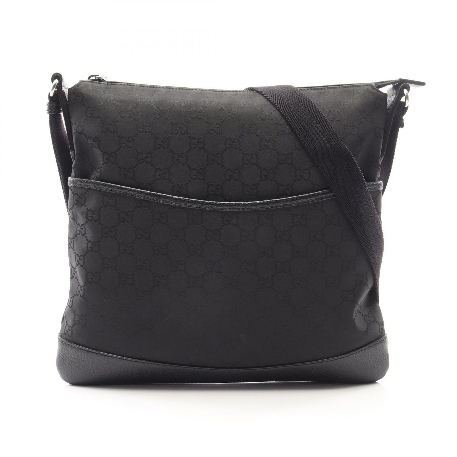 グッチ GUCCI ショルダーバッグ GG柄 374414 ブラック ナイロン レザー ショルダーバッグ レディース Used B