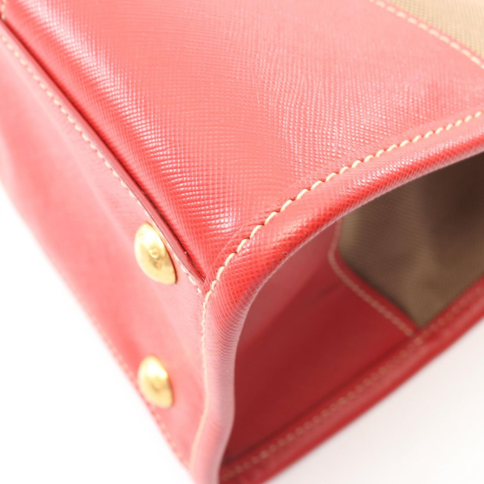 プラダ PRADA ハンドバッグ ロゴジャガード 2WAY BN2288 ベージュ/レッド キャンバス レザー ロゴジャガード 2wayトートバッグ レディース Used A プラダ PRADA ハンドバッグ ロゴジャガード 2WAY BN2288 ベージュ/レッド キャンバス レザー ロゴジャガード 2wayトートバッグ レディース Used A