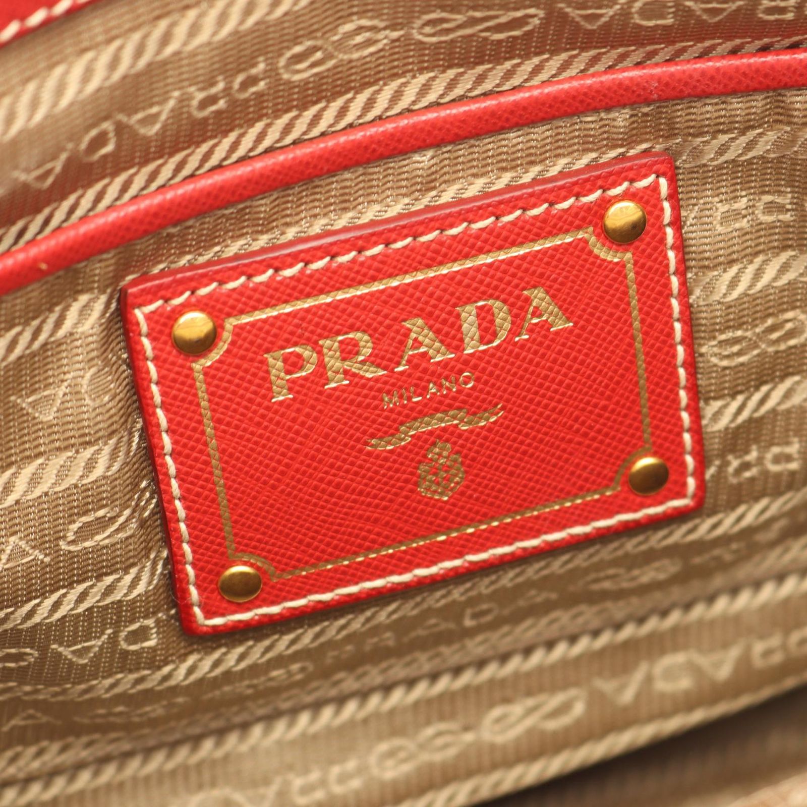 プラダ PRADA ハンドバッグ ロゴジャガード 2WAY BN2288 ベージュ/レッド キャンバス レザー ロゴジャガード 2wayトートバッグ レディース Used A プラダ PRADA ハンドバッグ ロゴジャガード 2WAY BN2288 ベージュ/レッド キャンバス レザー ロゴジャガード 2wayトートバッグ レディース Used A