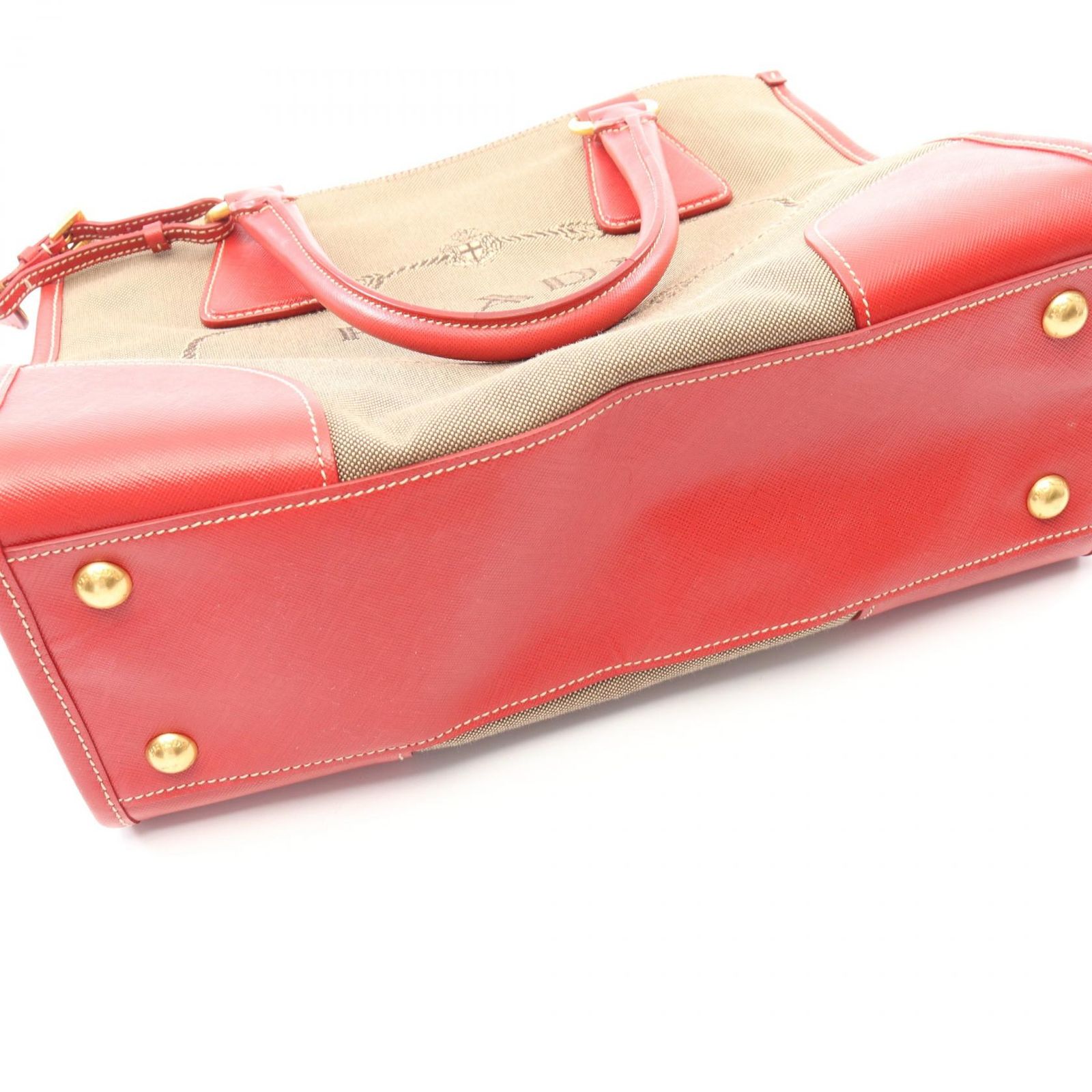 プラダ PRADA ハンドバッグ ロゴジャガード 2WAY BN2288 ベージュ/レッド キャンバス レザー ロゴジャガード 2wayトートバッグ レディース Used A プラダ PRADA ハンドバッグ ロゴジャガード 2WAY BN2288 ベージュ/レッド キャンバス レザー ロゴジャガード 2wayトートバッグ レディース Used A