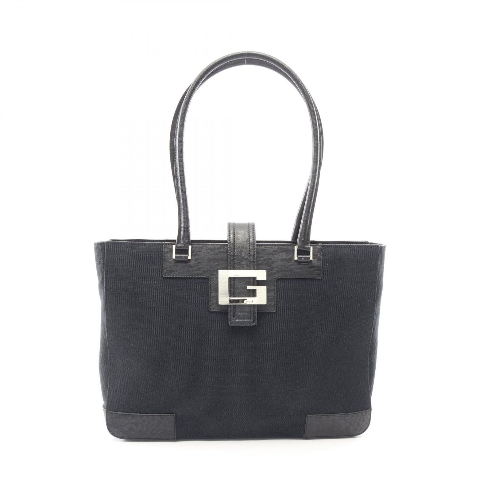 グッチ GUCCI トートバッグ Gロゴ 002・1109 ブラック キャンバス レザー Gロゴ トートバッグ レディース Used A