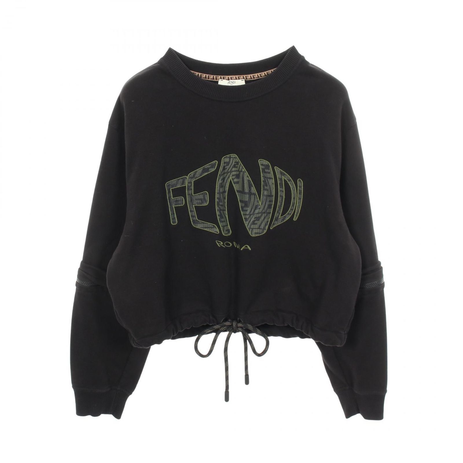 フェンディ FENDI スウェット フィッシュアイ クロップド コットン スウェット レディース Used A
