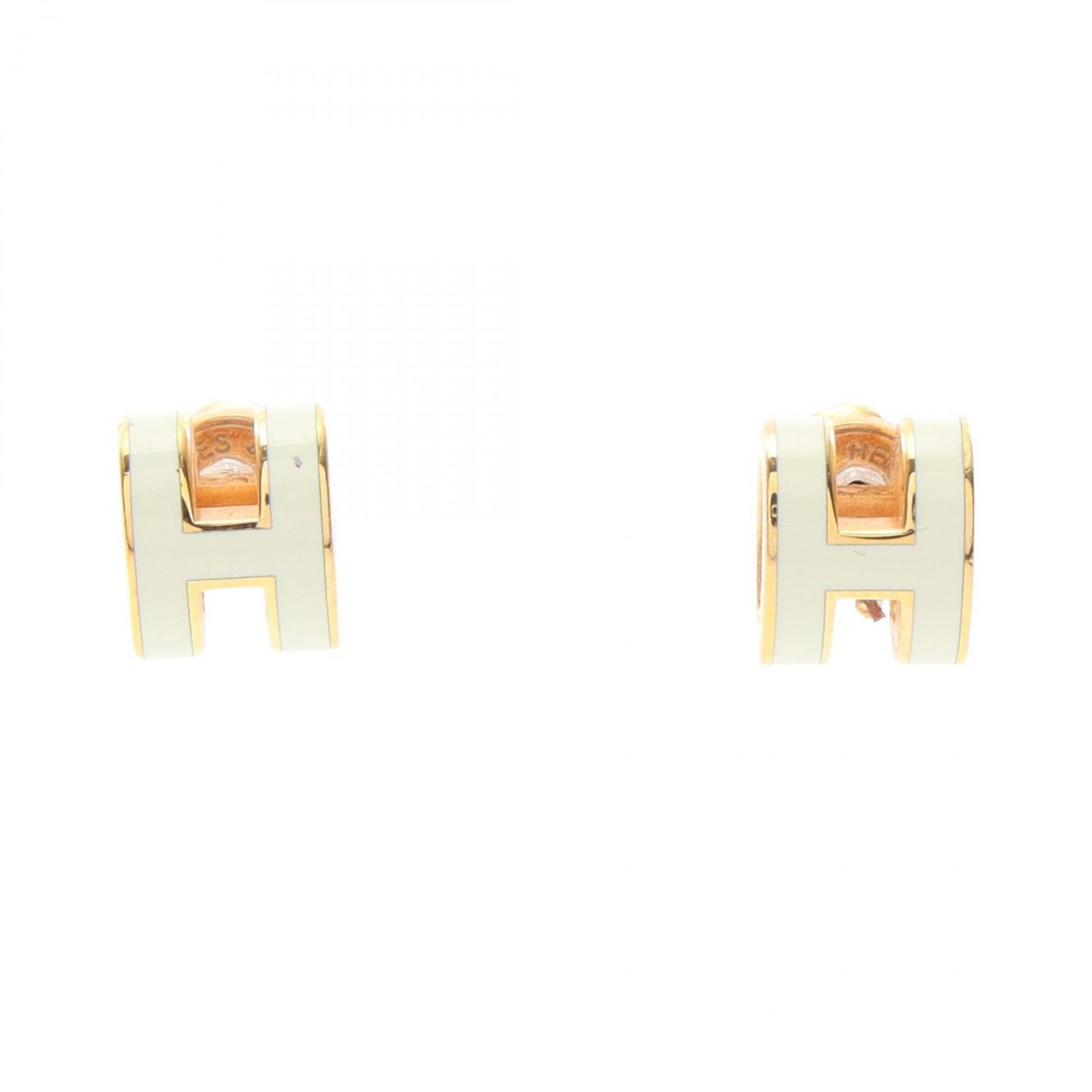 エルメス HERMES イヤリング MINI POP H ミニポップアッシュ ホワイト GP（ゴールドメッキ） ミニポップアッシュ ピアス レディース Used A