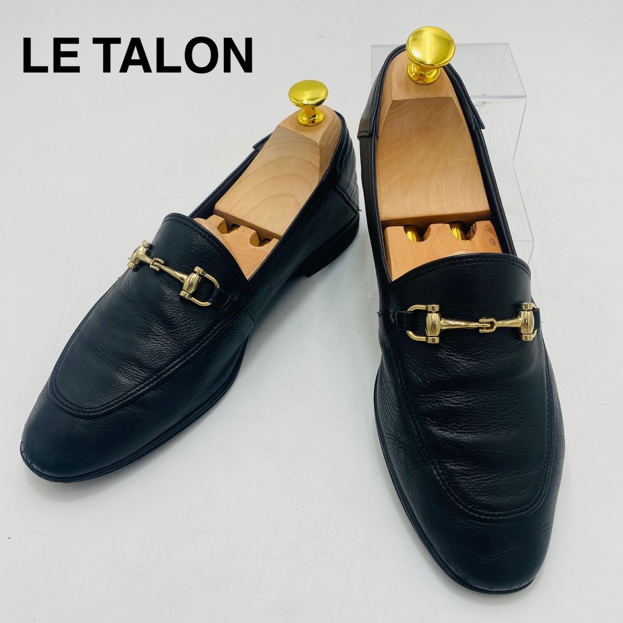 LE TALON　ルタロン　レザービットバブーシュ　ビットローファー　フラットシューズ　スリッポン　スクエアトゥ　2WAY　24 1/2　ブラック/黒