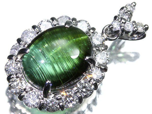 3RV18424T【売り切り】新品【RK宝石】極上トルマリンキャッツアイ 4.55ct 極上ダイヤモンド 総計0.96ct Pt900 高級ペンダントヘッド ネックレス ダイヤ ジュエリー 90,750円