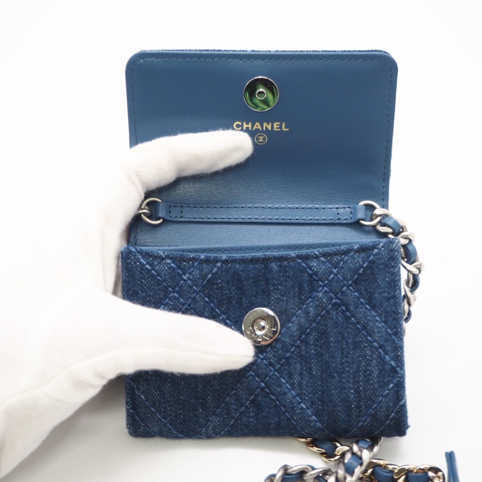 ★3日以内返品可★ 極美品 CHANEL シャネル シャネル19 デニム ミニ チェーンウォレット AP1787 ショルダーバッグ ブルー デニム レザー レディース CHANEL - ☆3日以内返品可☆ 極美品 CHANEL シャネル シャネル19