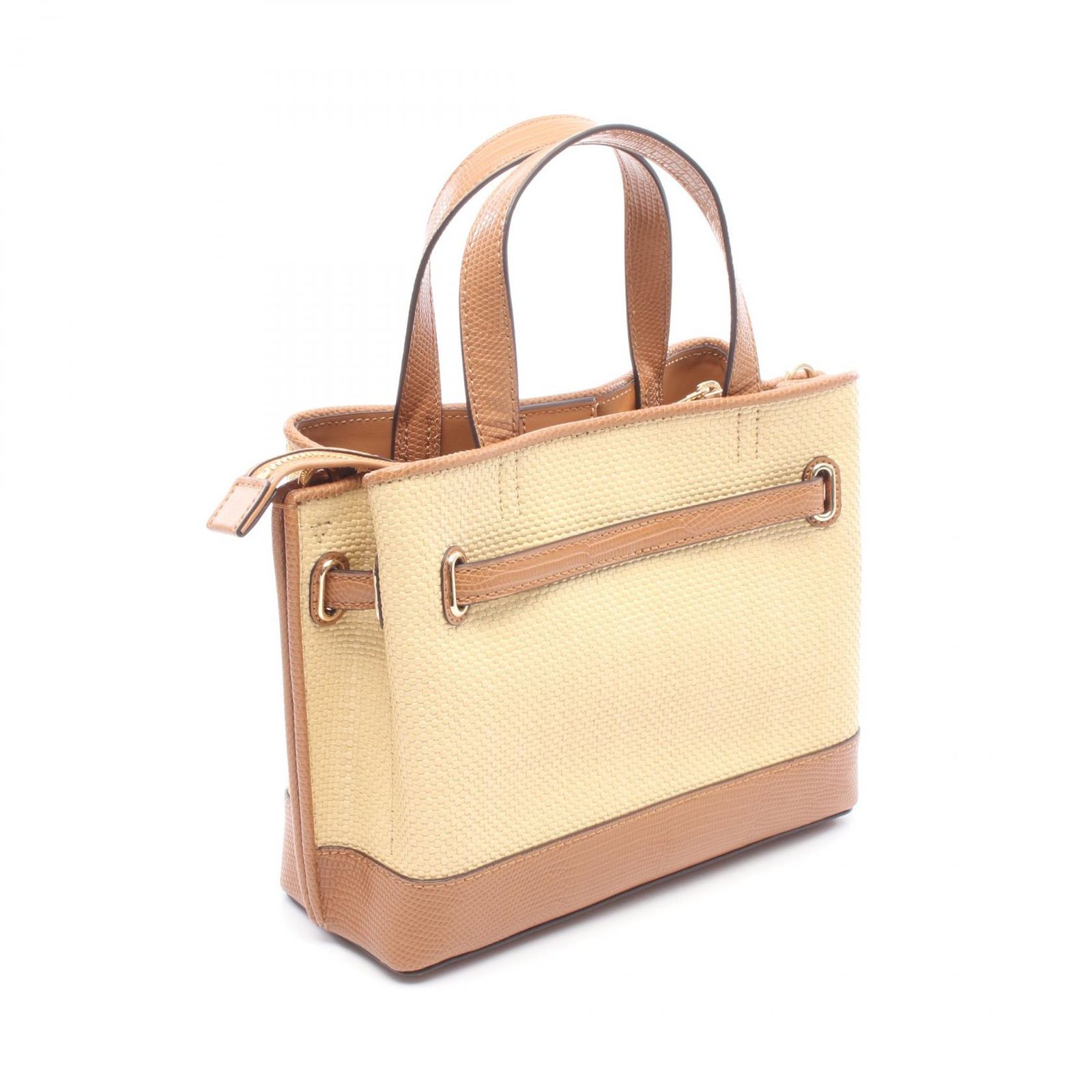マイケルコース Michael Kors ハンドバッグ Emilia Small Satchel 2WAY ベージュ/ブラウン レザー 2wayショルダー レディース Used A マイケルコース Michael Kors ハンドバッグ Emilia Small Satchel 2WAY ベージュ/ブラウン レザー 2wayショルダー レディース Used A