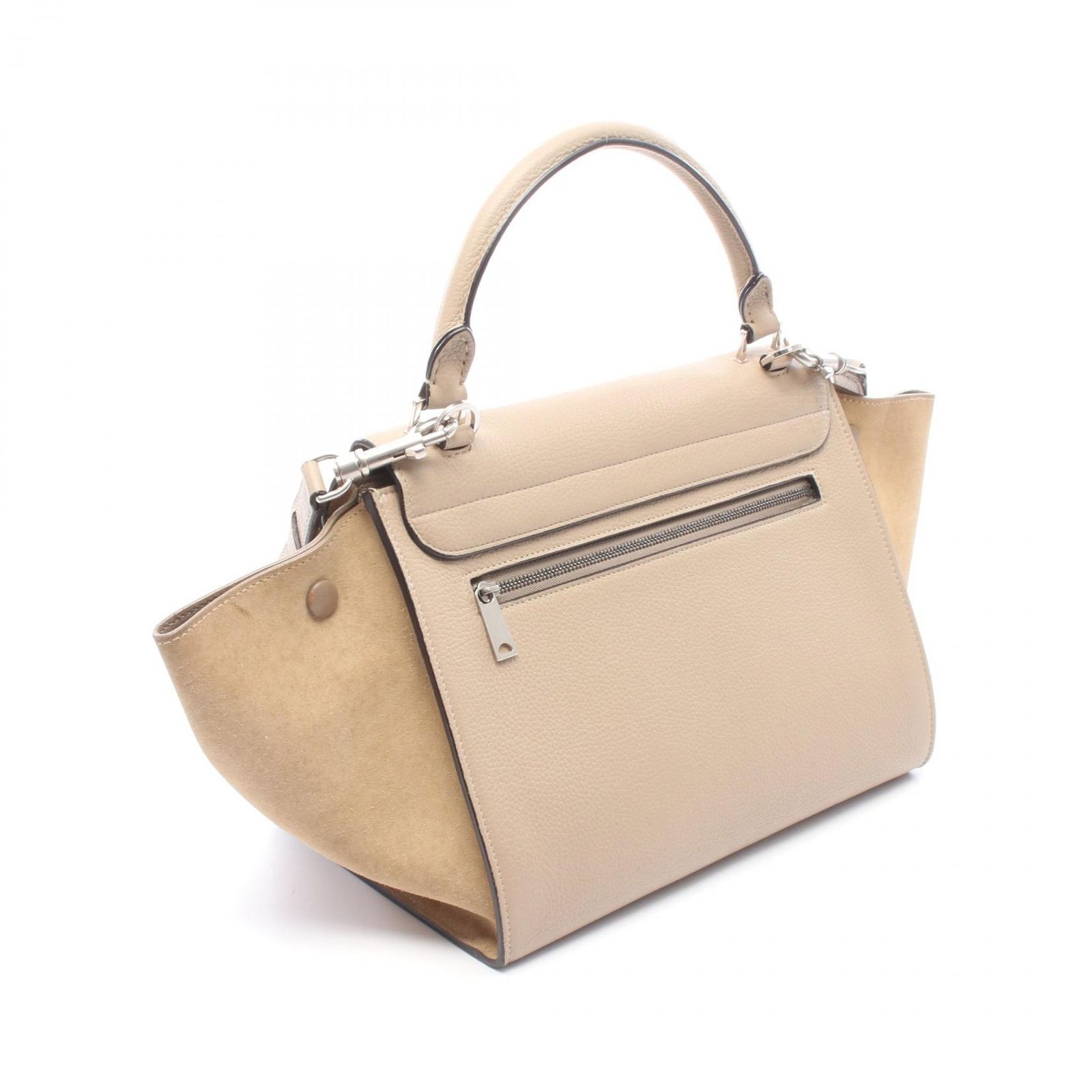 セリーヌ CELINE ハンドバッグ トラペーズ スモール 2WAY 174683 ベージュ レザー スウェード トラペーズ スモール レディース Used B
