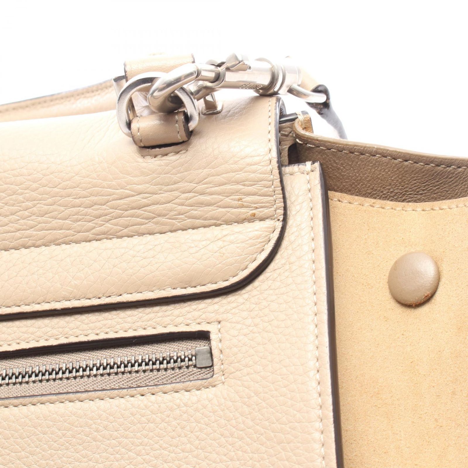 セリーヌ CELINE ハンドバッグ トラペーズ スモール 2WAY 174683 ベージュ レザー スウェード トラペーズ スモール レディース Used B