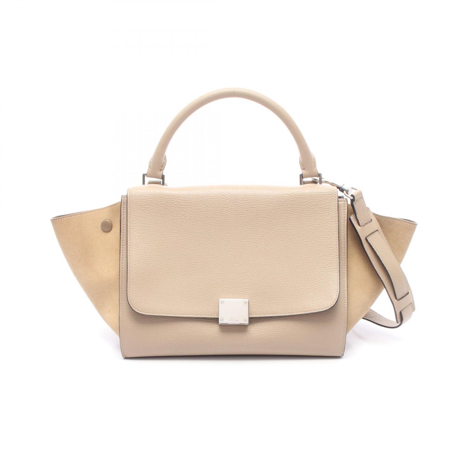 セリーヌ CELINE ハンドバッグ トラペーズ スモール 2WAY 174683 ベージュ レザー スウェード トラペーズ スモール レディース Used B