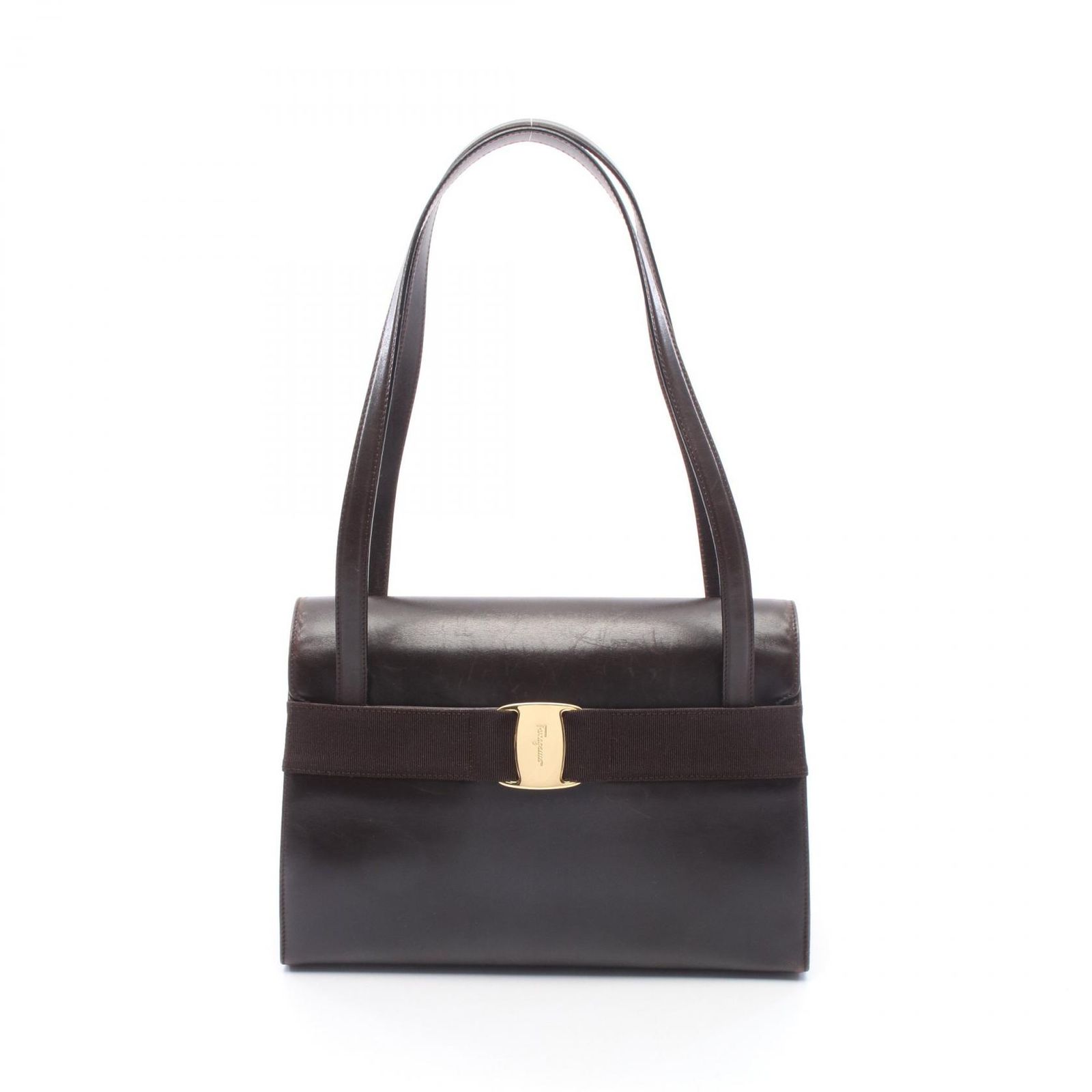 サルヴァトーレフェラガモ Salvatore Ferragamo ショルダーバッグ ヴァラリボン 217675 ダークブラウン レザー ヴァラ ショルダーバッグ レディース Used B 20,325円
