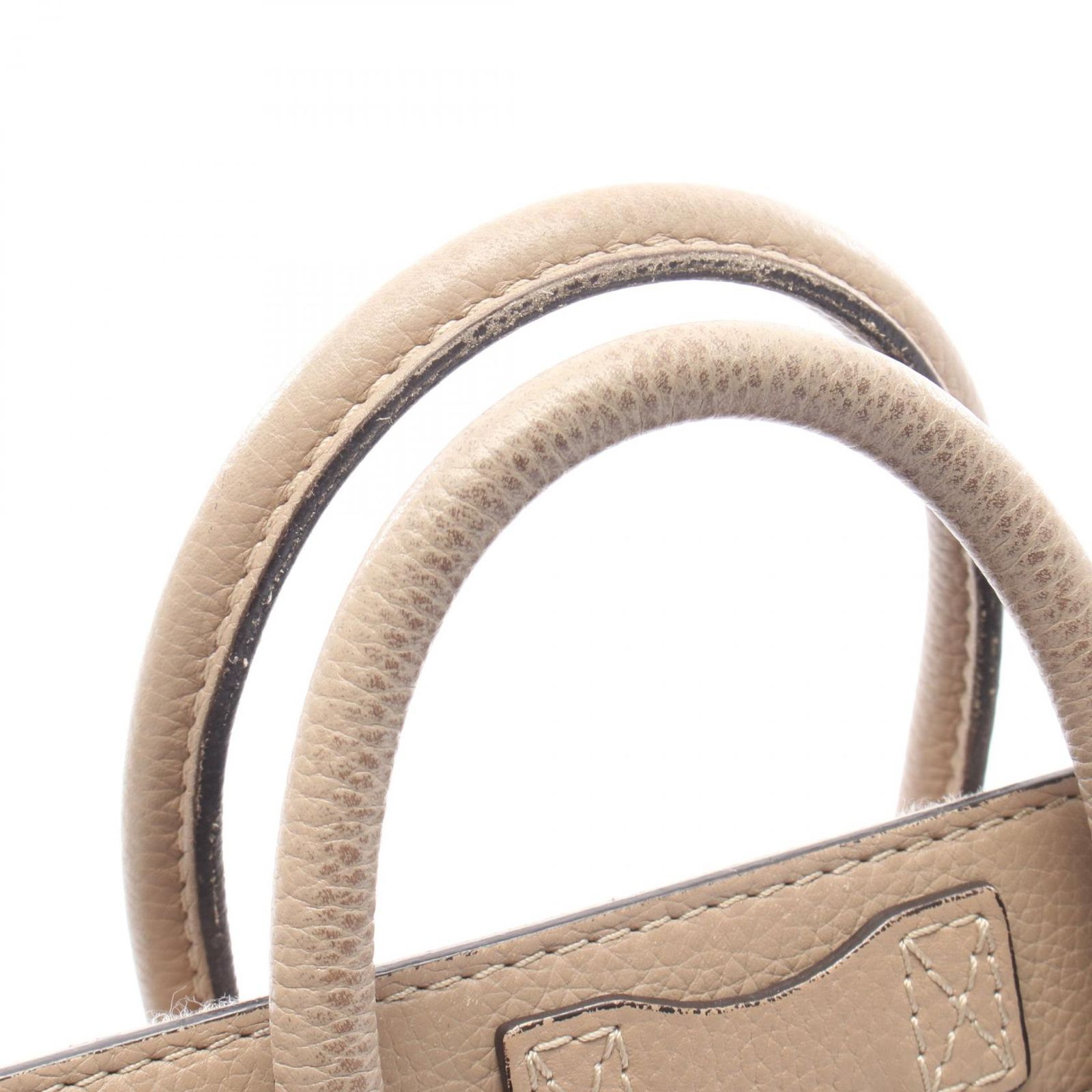セリーヌ CELINE ハンドバッグ ラゲージ ナノショッパー 2WAY 168243 グレージュ レザー ラゲージ ナノ ショッパー レディース Used B