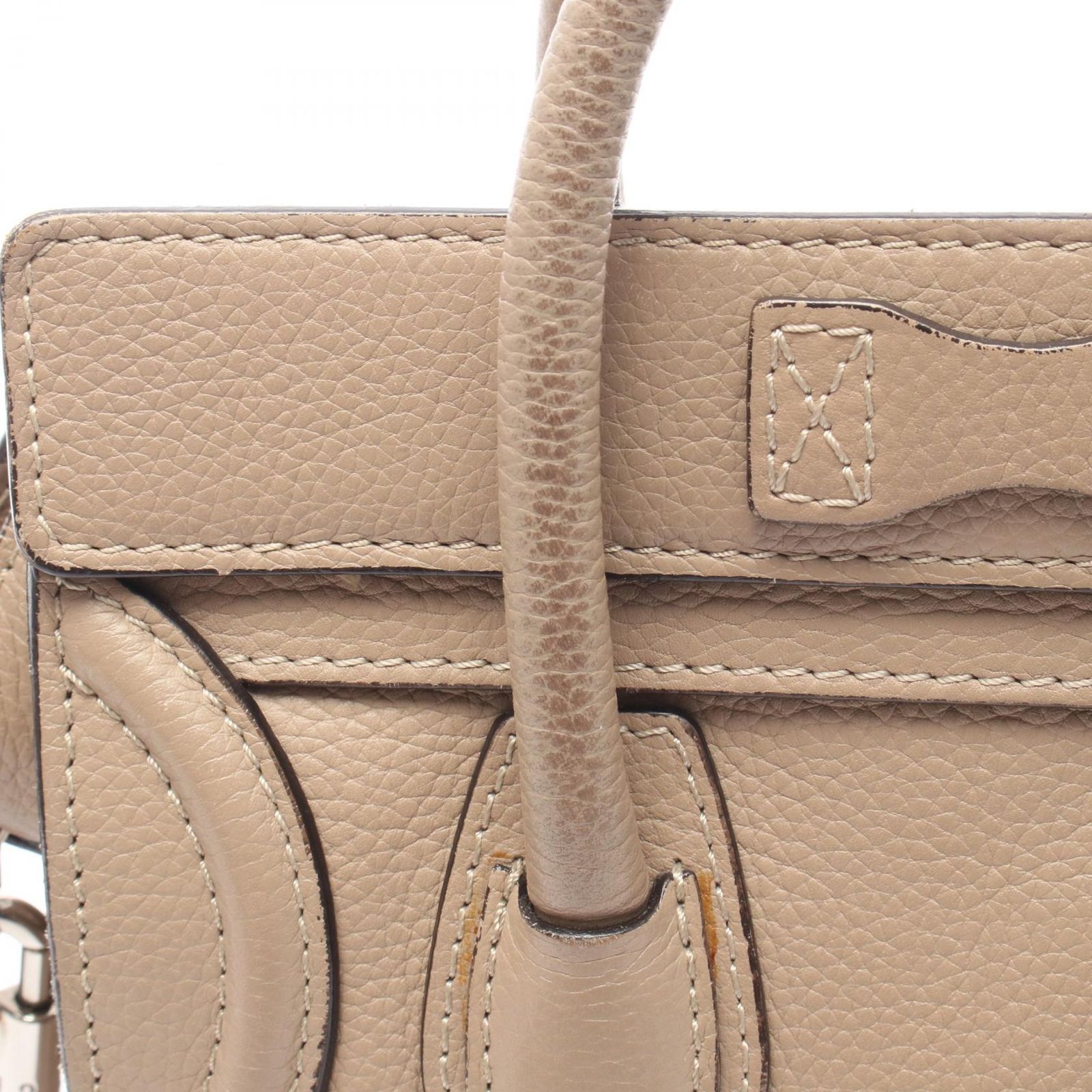セリーヌ CELINE ハンドバッグ ラゲージ ナノショッパー 2WAY 168243 グレージュ レザー ラゲージ ナノ ショッパー レディース Used B