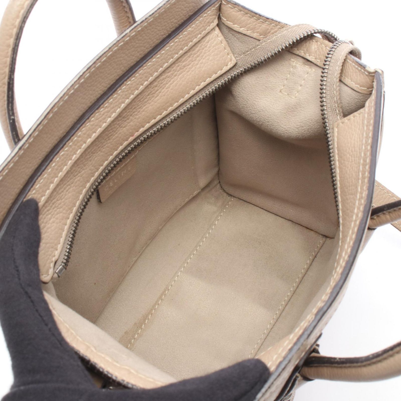 セリーヌ CELINE ハンドバッグ ラゲージ ナノショッパー 2WAY 168243 グレージュ レザー ラゲージ ナノ ショッパー レディース Used B