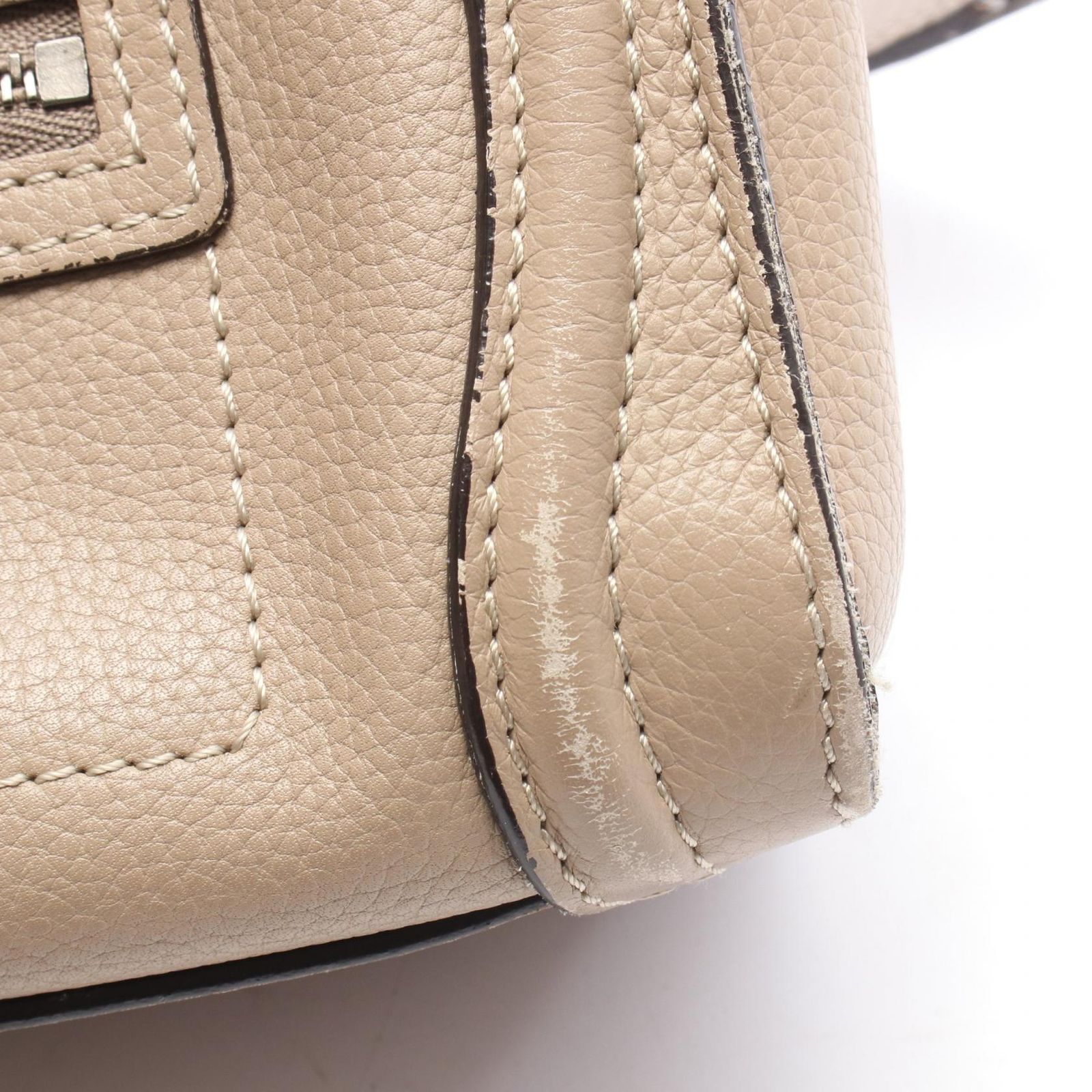セリーヌ CELINE ハンドバッグ ラゲージ ナノショッパー 2WAY 168243 グレージュ レザー ラゲージ ナノ ショッパー レディース Used B
