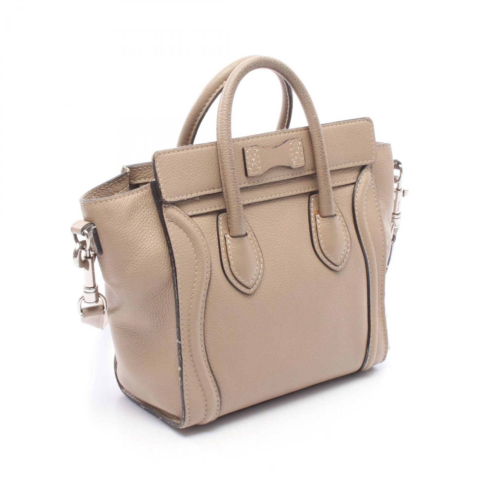 セリーヌ CELINE ハンドバッグ ラゲージ ナノショッパー 2WAY 168243 グレージュ レザー ラゲージ ナノ ショッパー レディース Used B